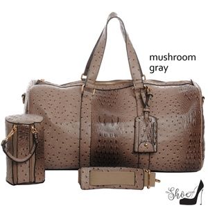 My Bag Lady Online Bags - Ostrich & Alligator Duffel Bag Set My Bag Lady Online Bags - Ostrich & Alligator Duffel Bag Set